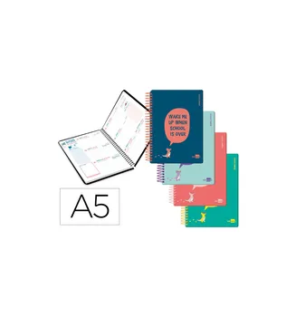 

School AGENDA led 20-21 BASIC DIN-A5 BILINGUE week view spiral cover polypropylene 12 units