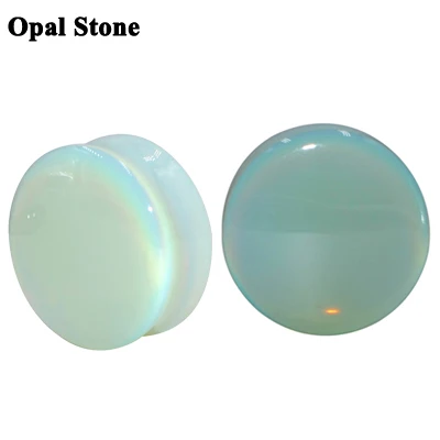 1 Pair Natural Stone Ear Gauges/Plugs - Double Flare Saddle Style, For Stretched Lobes