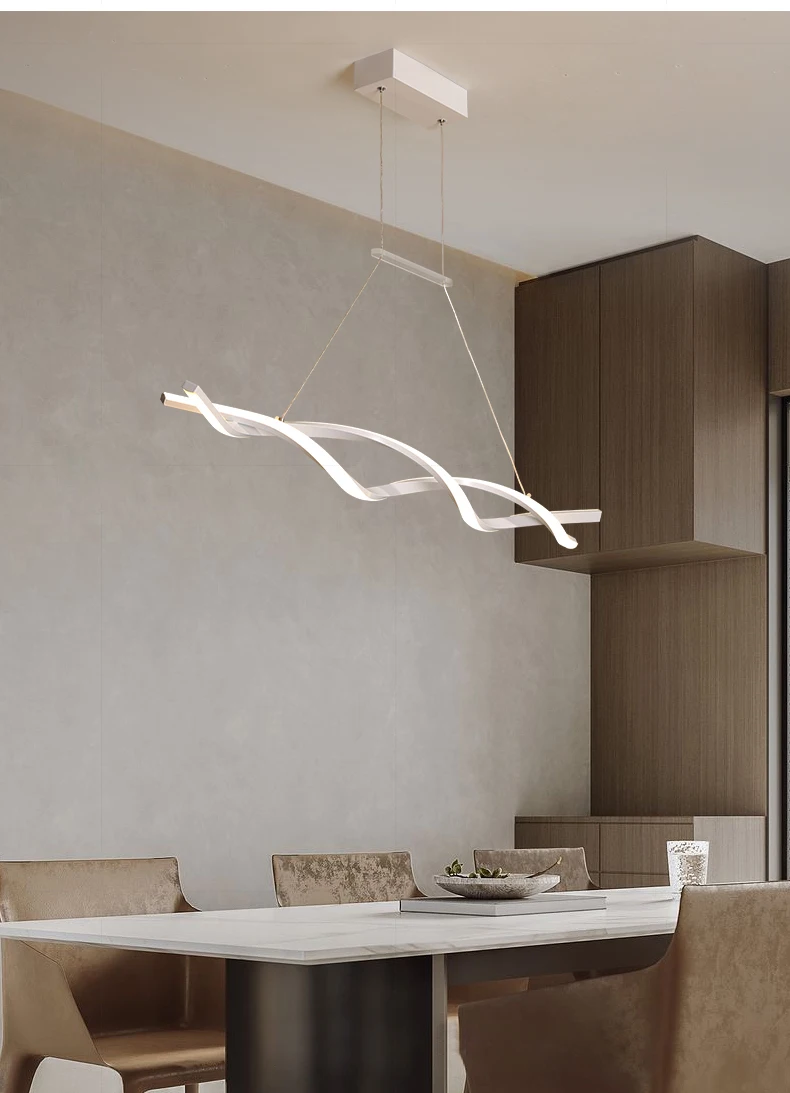 chandelier ceiling light Modern Hanging Chandelier For Dining Room Kitchen Island Indoor Lighting White Black Minimalist Pendant Lamp With Remote Control modern chandeliers