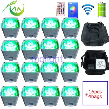 

Wireless dmx DJ Uplighting 6*18W RGBWA UV Par Light Battery LED Uplights with Wifi IR Remote control Uplight for Weddings