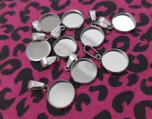 10 pzas/lote Acero inoxidable cabujón pulsera con camafeo encantos ForJewelry hacer collar colgantes resultados Bases bandeja en blanco Diy bisel