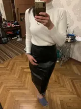 Split Skirt Midi HELIAR High-Waist Women Elegant Straight Solid 