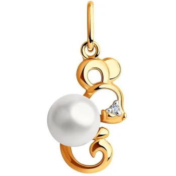 

Sokolov pendant with pearls and cubic zirconia in red gold
