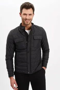 

DeFacto Man's Spring Black Mont Coats Men's Casual Jacket Coats Men's Zipper Thick Coats Men's Dark Color Coat-R2840AZ20SP