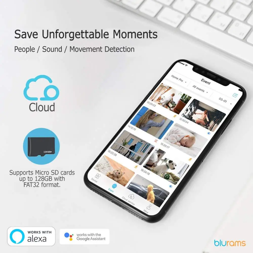  Blurams Snowman 1080p fhd Camera surveillance Dome for Hogar-WiFi Bidirecional DET. Intelligent Mot