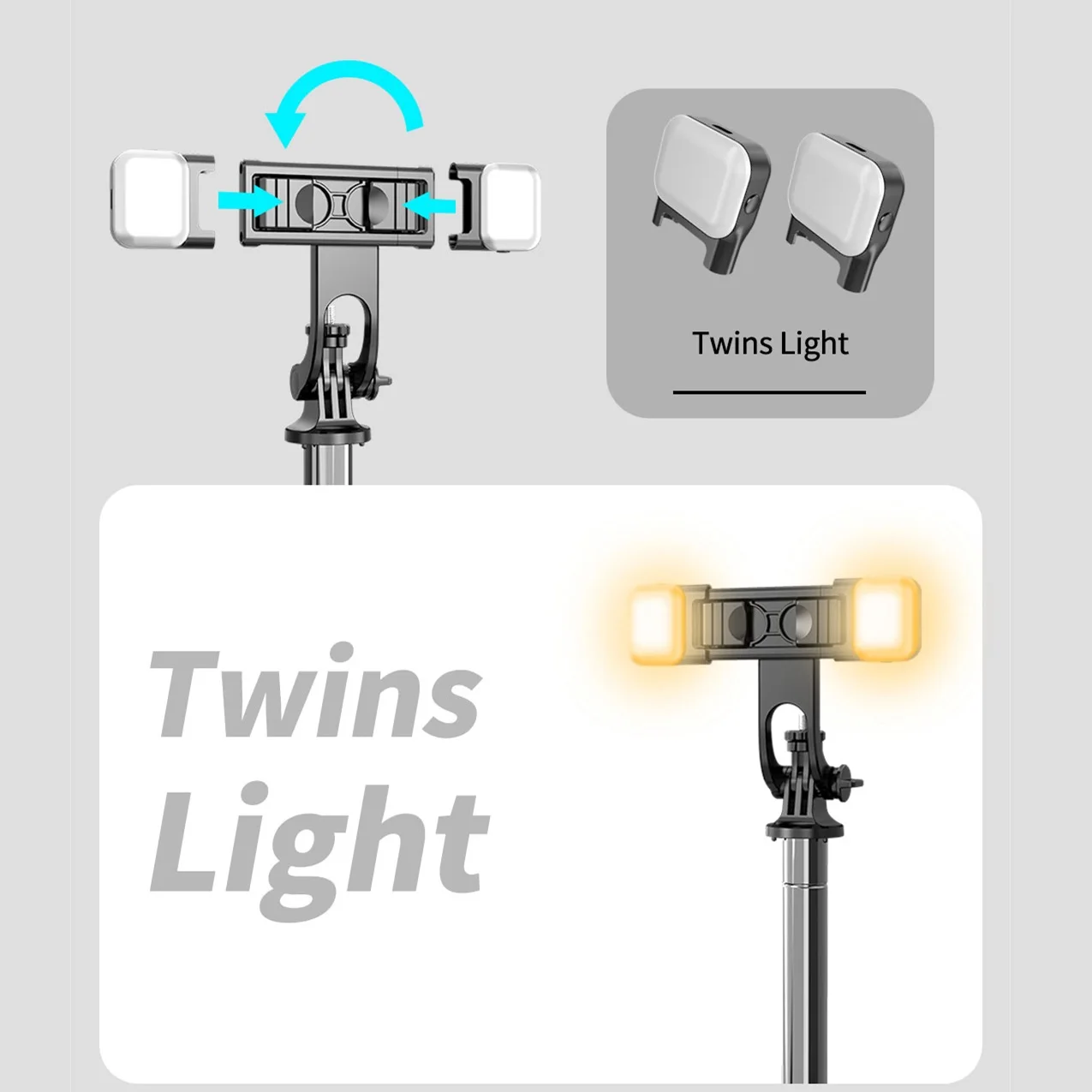 Selfie Stick Tripod 4 in 1 Wireless Bluetooth 1580mm With Double Fill Light Foldable For Gopro Action Cameras Smartphone