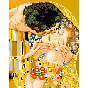 

Hs0156 set for drawing by the numbers 'Kissing '40*50 cm