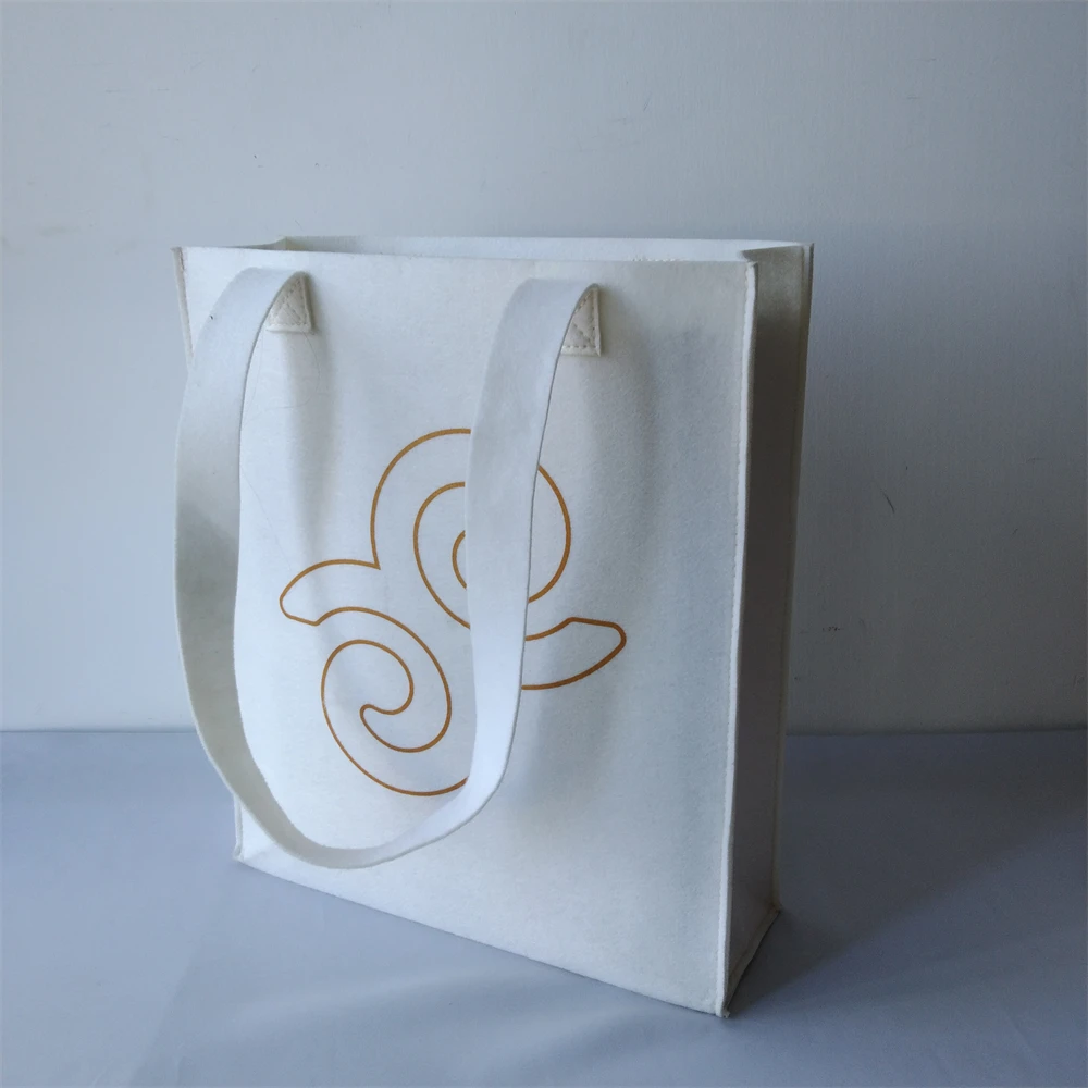 100 unids/lote de bolso de mano de fieltro blanco para mujer, de compras de 2mm, de fieltro ecológico con logotipo personalizado|Bolsas para compras| - AliExpress
