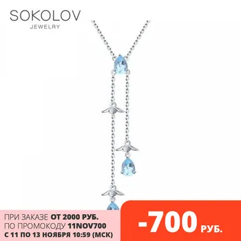

Necklace Sokolov from silver with Topaz, fashion jewelry, 925, women's male