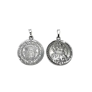 

Pendant 925 sterling silver m 25mm. Smooth small coin 1781 [AA7594]