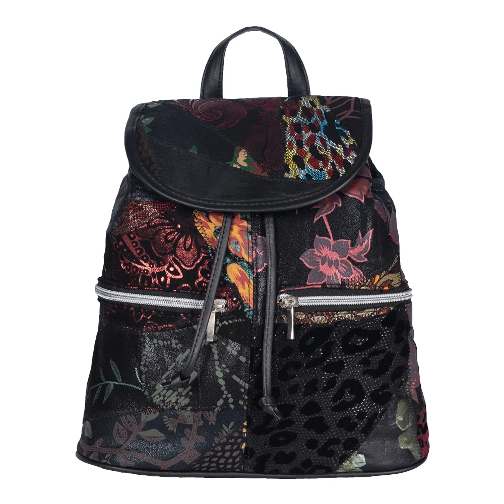 Mochila mujer de Piel y Textil Estamping Unica Tamaño ideal Uso diario