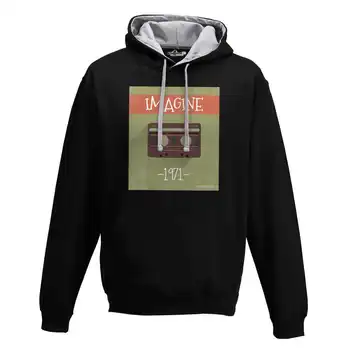 

Hood Sweatshirt Bico Imagine Music Cassette Tape Radio Dance Pop Rock Years 70 Fashion Design 2 S