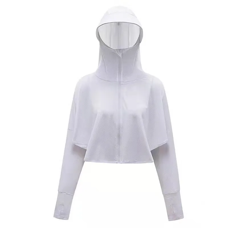 Cycling wear outdoor Sunscreen Women Sport Jacket Zipper Coat Clothes Quick Dry Running Hoodies Thumb Hole Sportwear_voghion.com