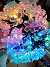 Fairy-Lights Peach-Flower Led-String Christmas-Decor Solar-Lamp Garden Outdoor 5m 22m