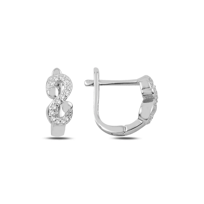 

Silver 925 Sterling Zircon Cubic Zirconia Eternity J Earrings