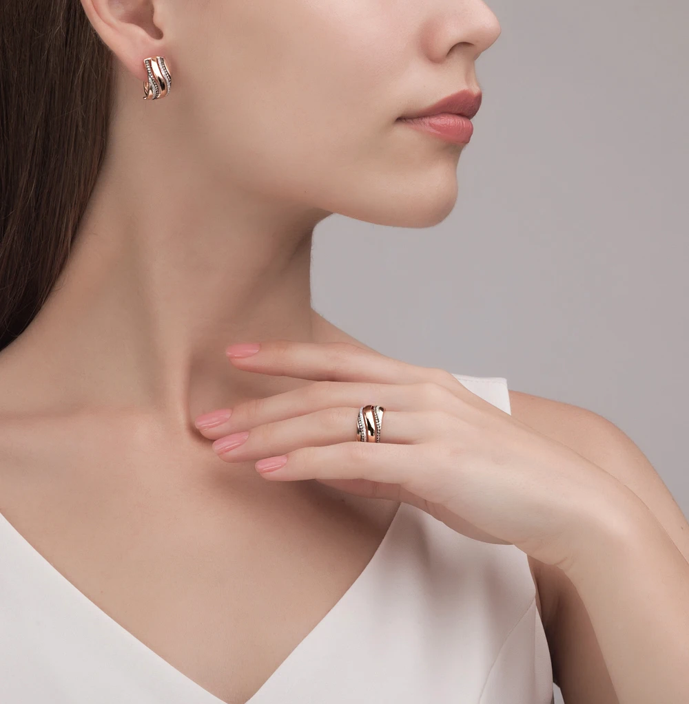 Золотые серьги с бриллиантами SUNLIGHT проба 585
