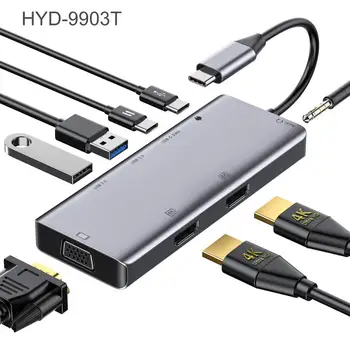 

IREALTHINK USB Type C Adapter usb c hub Dual HDMI Adapter Macbook Pro-accessories Splitter USB HUB USB C to VGA 3.5mm audio