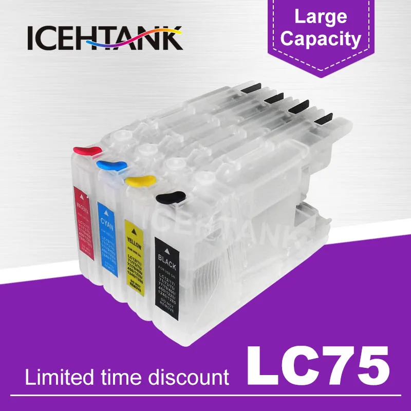 Чернильные картриджи ICEHTANK многоразовые для принтера Brother LC 12 40 71 73 75 400 1220 1240 XL DCP