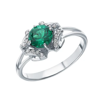 

Silver ring with nanocrystal and cubic zirconia sunlight sample 925