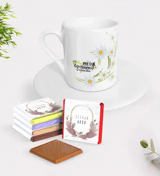 

Personalized Daisy Themed Best Teacher Turkish coffee Cup and Chocolate Gift Seti-1