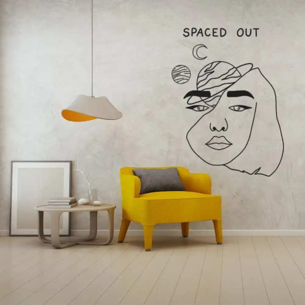 Aesthetic Line Art Human Lips Face Wall Sticker Aesthetic Home Bedroom
