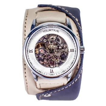 

Watch skeleton YOURTIME Fresh Air 2.0 women's wide leather strap handmade