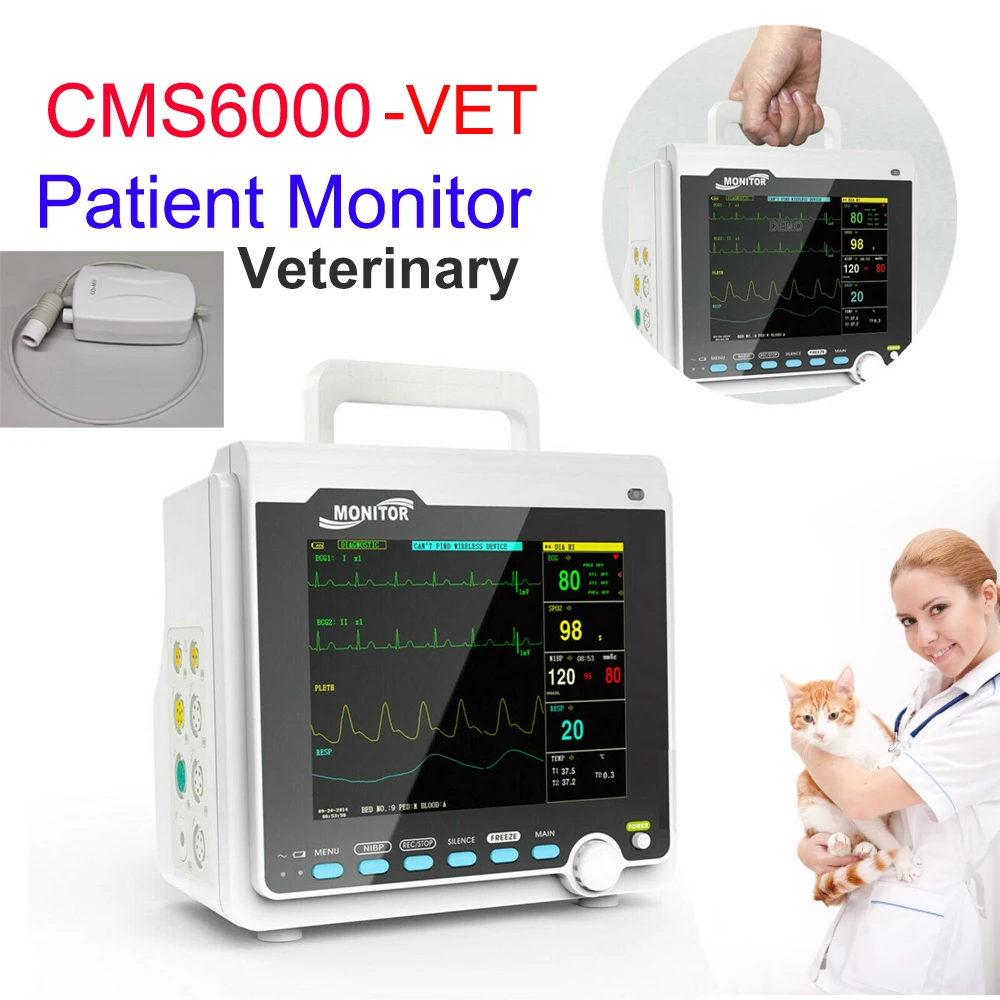 Ветеринарный монитор для пациента CMS6000VET 6 параметров ЭКГ RESP SpO2 PR NIBP аппарат