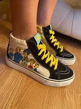 Zapatillas de lona con estampado de dibujos animados para hombre y mujer, zapatos vulcanizados de alta calidad para monopatín, primavera y verano