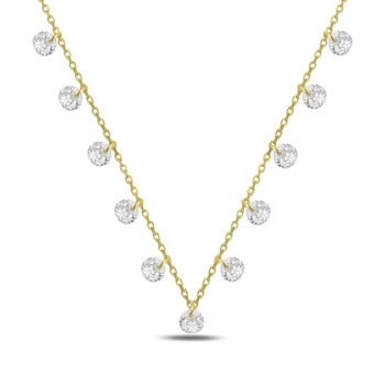 

KUTAYDAN Dangle Round Zircon Pendant 925 Sterling Silver