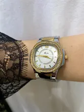 Geneva 2020-Reloj para mujer de lujo, cuarzo con diamantes, pulsera, dorado, cronógrafo femenino