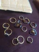 Conjunto de Anillos de nudillo de cristal Vintage para mujer, colgante de luna de loto, anillo bohemio, regalo de joyería