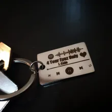 LLavero de código de Spotify personalizado para hombre y mujer, grabado láser de acero inoxidable, se puede personalizar la letra, nombre de la canción, playero de simulación