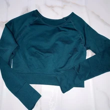 Gym Leggings Sportswear Crop-Top Yoga-Set Fitness Workout Seamless Long-Sleeve High-Waist