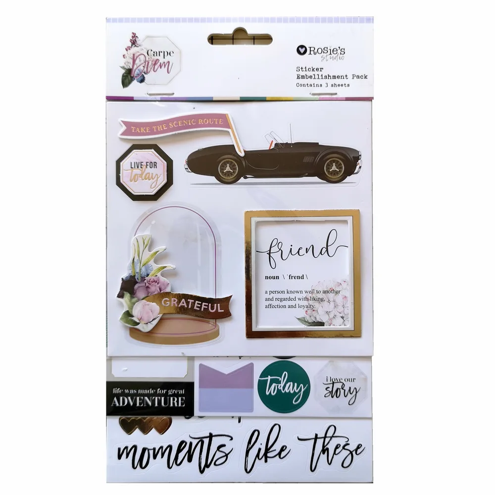 

CRZCrafter 3 mixed sticker embellishment set 3D foil design for Scrapbooking Cardmaking Journal Planner decorations