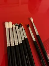 Conjunto de negras brochas maquillaje BEILI, brochas profesionales de pelo Natural de cabra, brochas para base de maquillaje en polvo, brochas para mezclar ojos y maquillaje