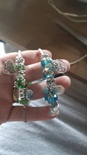 Bead Bracelet Bangle Jewelry Crystal Charm Tibetan Silver Floral Tree-Of-Life Green Fashion