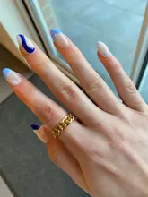 Anillo de cadena gruesa de 6mm de grosor para mujer y niña, sortija con eslabones cubanos rellenos de oro de acero inoxidable, anillo elegante