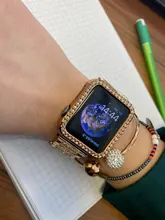 Correa + funda de Metal para Apple Watch Series 5, 40mm, 44mm, anillo de diamante, 38mm, 42mm, pulsera de acero inoxidable iwatch 4/3/2/1