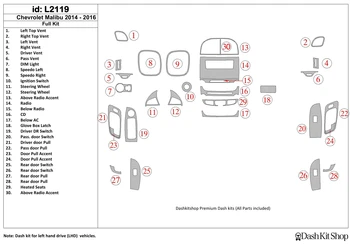 

Interior lining for Chevrolet Malibu 2014-2016. Set L2119.