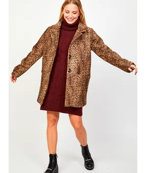 

LEOPARD PRINT WRAP Jacket Long Women Fashion's Parka elegant