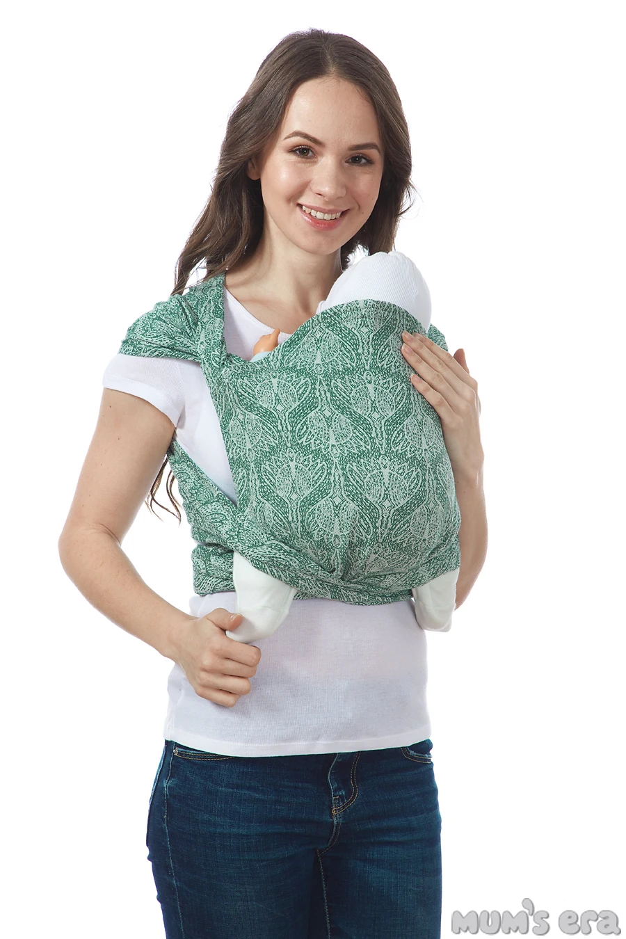 Baby sling MUM'S ERA Май-слинг ФЛОРАЛ Колыбель для переноски младенца Удобный слинг для детей фронтальная детская переноска - Цвет: izumrud