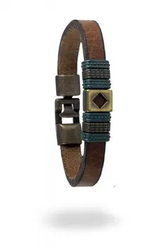 

Angemiel Men Tan Leather Detailed Male Bracelet