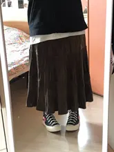 OHRYIYIE-Falda plisada de terciopelo para mujer, falda larga Vintage de Color liso, elegante, de cintura alta, para Otoño e Invierno