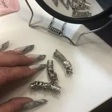 3 uds. De cabello trenzado de dragón de plata tibetano, cuenta trenzada, cuentas de tubo Dreadlock, anillo de CIPP, brazalete para trenzado de extensión de cabello