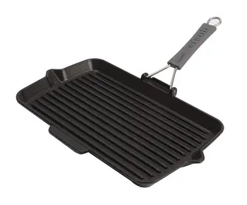 

STAUB 1202223 grill pan rectangular with Silicone handle, 34x21 cm, black pots