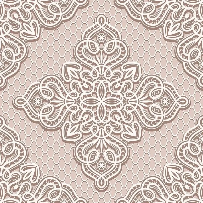Vintage Lace Pattern Ornament Embroidery Victorian Style Decorative Artwork Beige Curtain