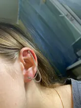 Pendiente Piercing de doble cadena Unisex, pendiente de bola Punk, oreja de cartílago, 1 ud.