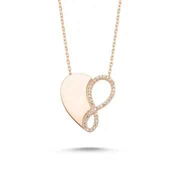 

Angemiel 925 Sterling Silver Zircon Heart & Infinity Necklace-Rose Gold Plated