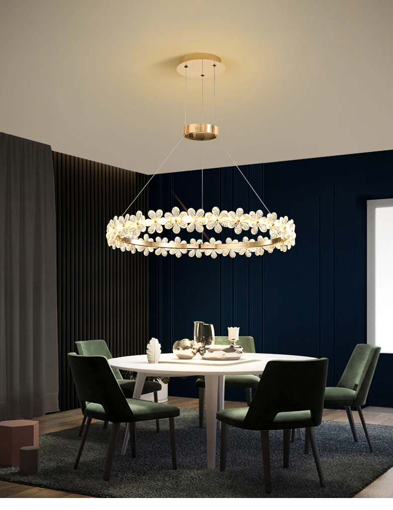 round chandelier Nordic Luxury Pendant Lamp For Duplex Loft Living Room Indoor Lighting Dining Table Kitchen Island Villa Gold Chandelier Ring crystal ball chandelier