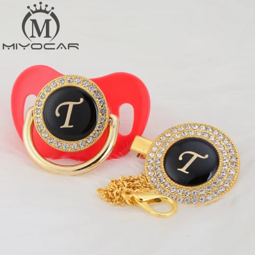 MIYOCAR имя инициалы буквы T элегантный Серебряный bling соска и пустышка Клип BPA бесплатно пустышка bling уникальный дизайн SGS пройти LT - Цвет: LT-5   0-6M